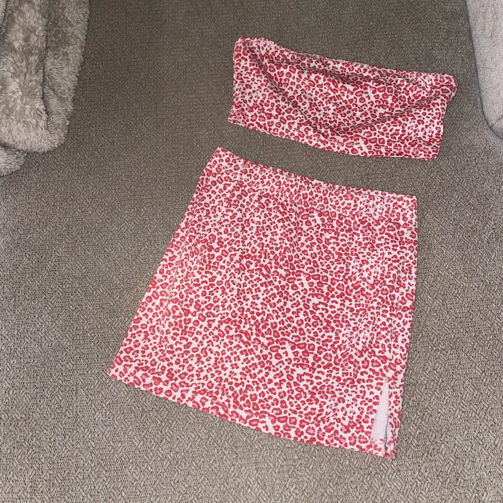 Cheetah print skirt and tube top set